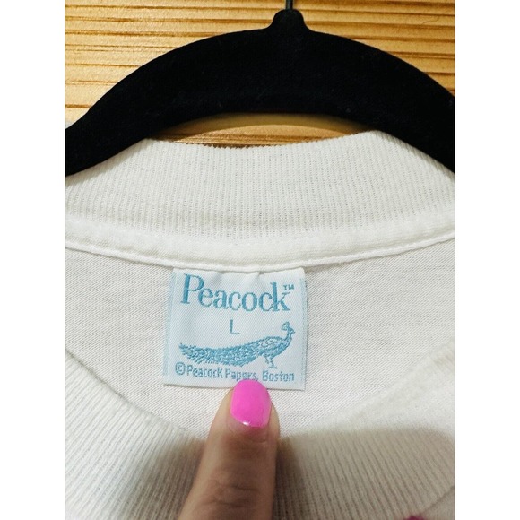 Vintage Peacock Papers Men’s Graphic Tee Hugh Biber Size L Made In USA Tools - Picture 6 of 10